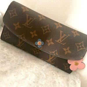 COPY - Authentic-Louis Vuitton Monogram Bloom Flower Emilie Wallet Blue Jean